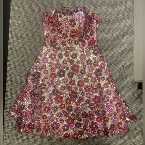 Flower Sequin Mini Dress